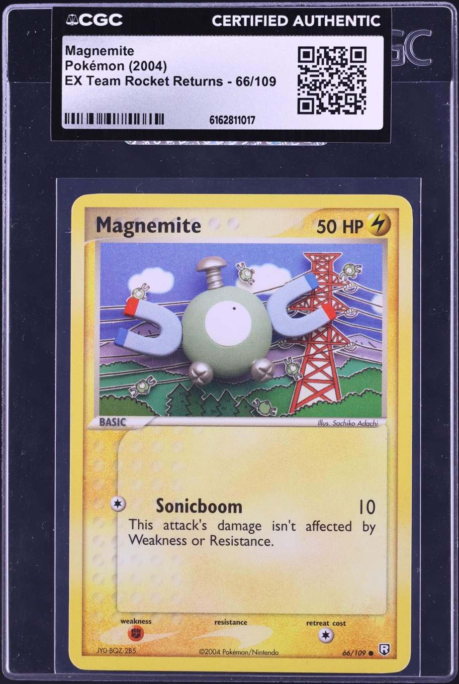 2004 Pokemon EX Team Rocket Returns Magnemite #66 CGC AUTH