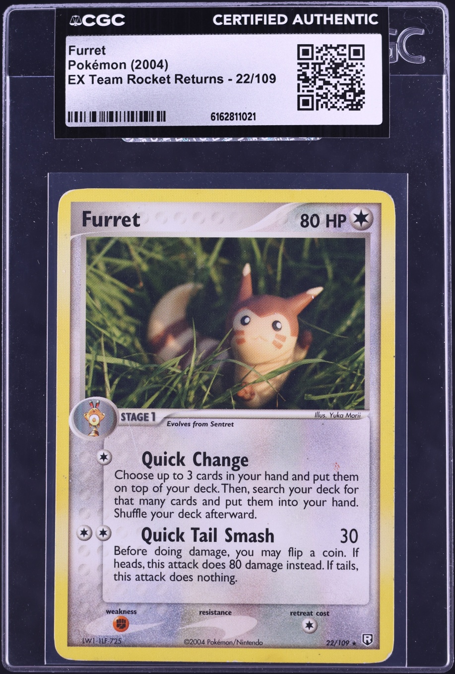2004 Pokemon EX Team Rocket Returns Furret #22 CGC AUTH