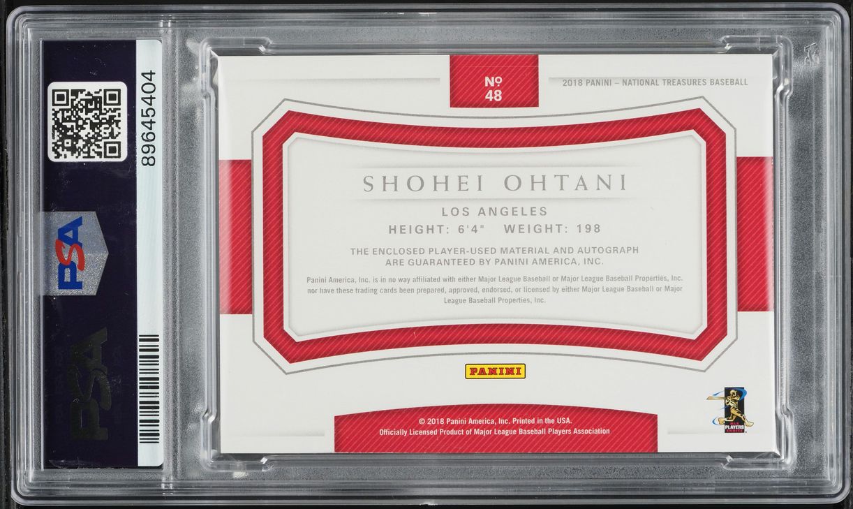 2018 National Treasures Shohei Ohtani ROOKIE PATCH AUTO /99 #48 PSA 7 NRMT