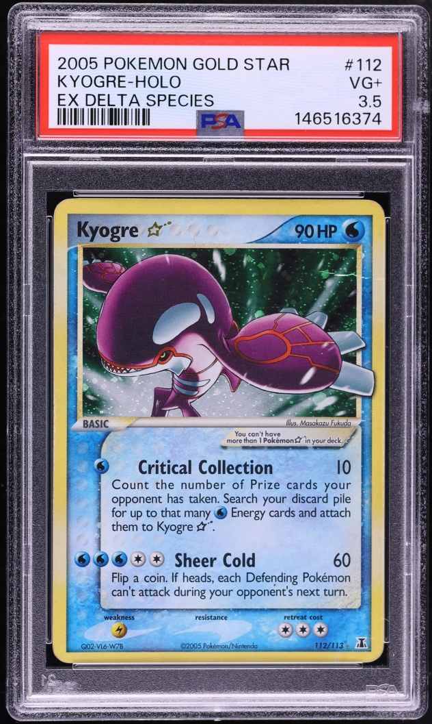 2005 Pokemon EX Delta Species Holo Kyogre Gold Star #112 PSA 3.5 VG+