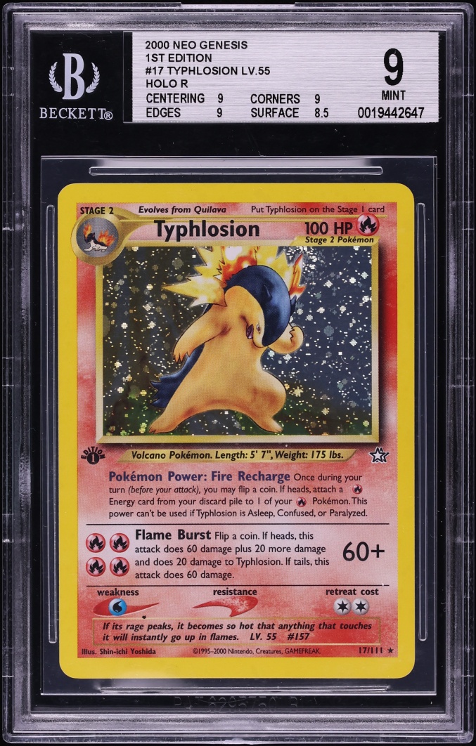 2000 Pokemon Neo Genesis 1st Edition Holo Typhlosion #17 BGS 9 MINT