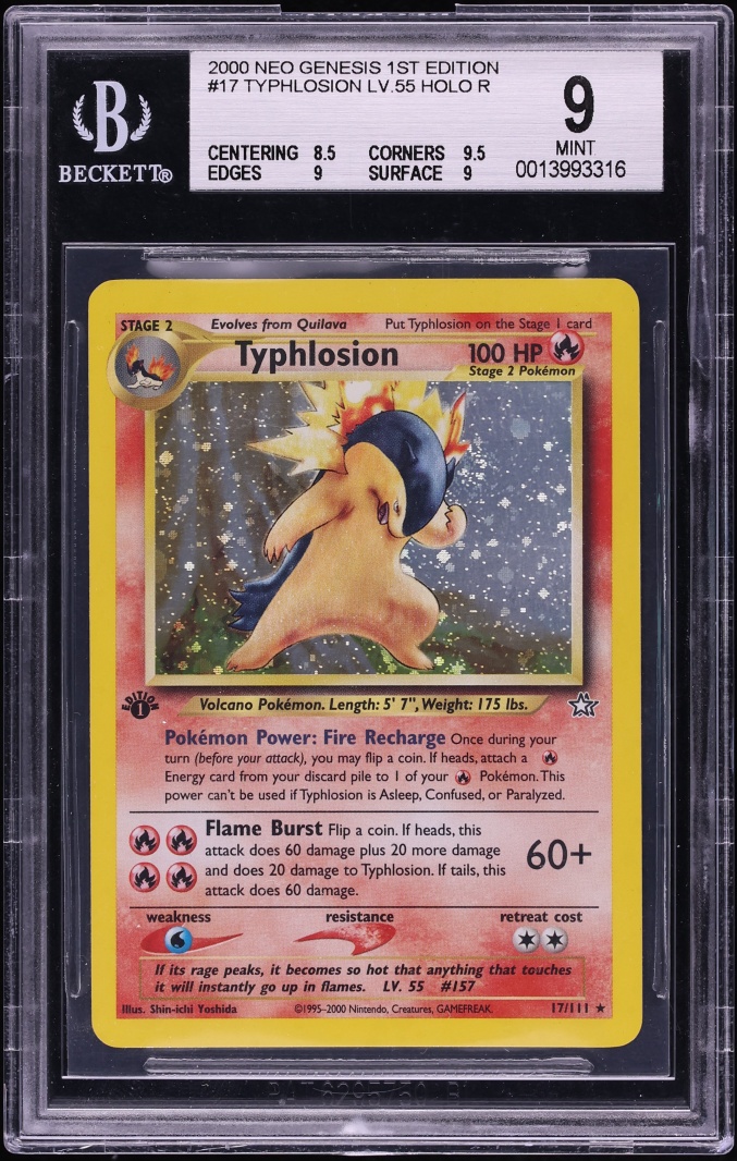 2000 Pokemon Neo Genesis 1st Edition Holo Typhlosion #17 BGS 9 MINT