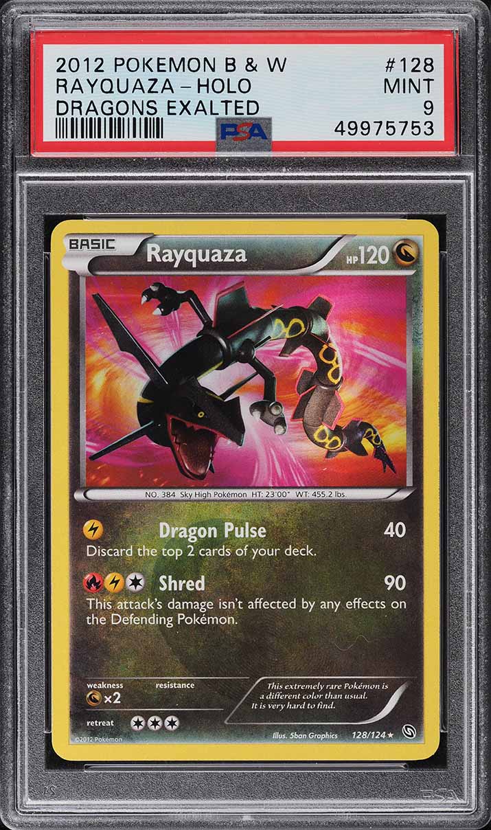 2012 Pokemon Black & White Dragons Exalted Shiny Rayquaza #128 PSA 9 ...
