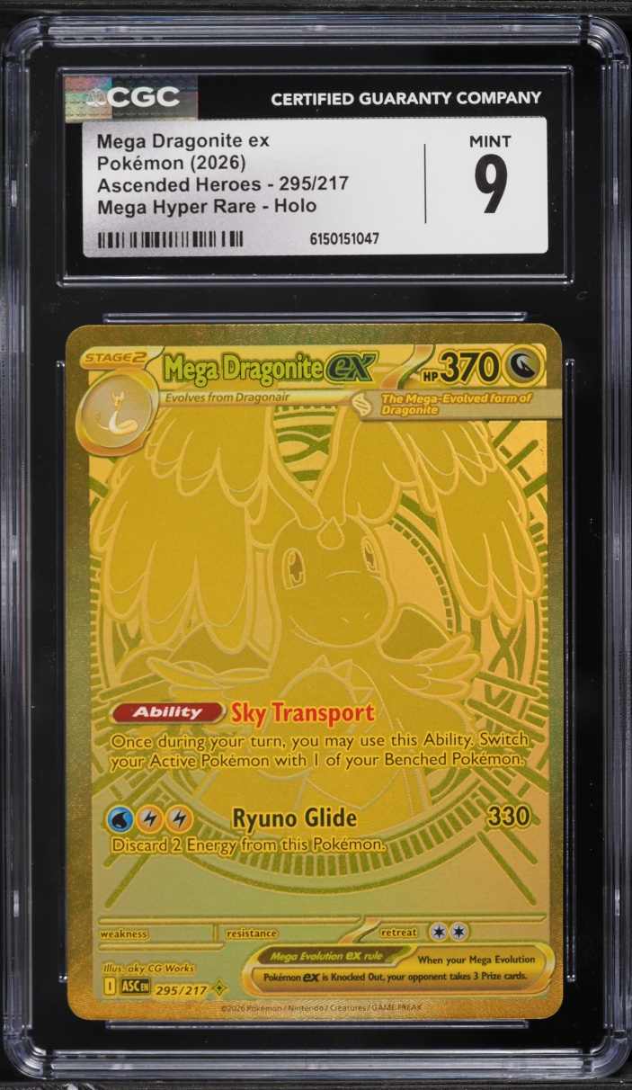 2026 Pokemon Mega Evolution Ascended Heroes Gold Rare Mega Dragonite EX #295 CGC 9 MINT