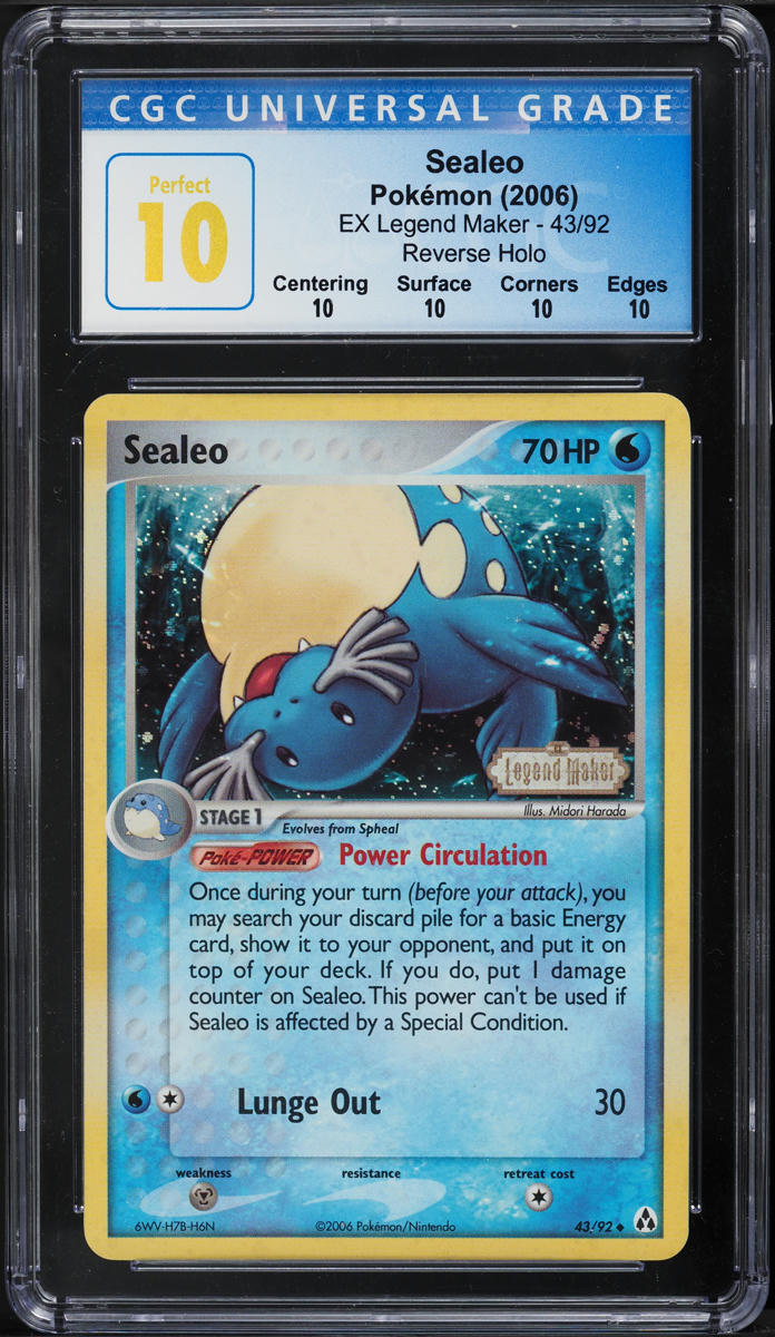 2006 Pokemon EX Legend Maker Reverse Holo Sealeo #43 CGC 10 PERFECT