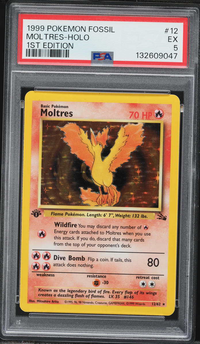 1999 Pokemon Fossil 1st Edition Holo Moltres #12 PSA 5 EX