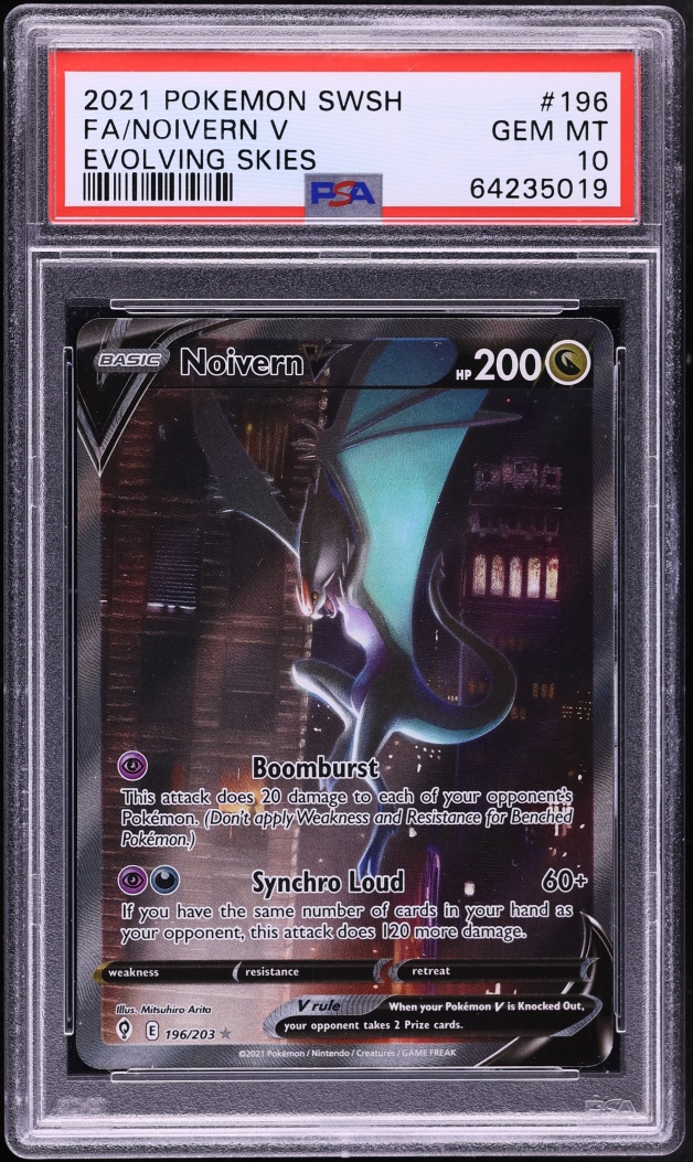 2021 Pokemon Sword & Shield Evolving Skies Full Art Noivern V #196 PSA 10 GEM MINT
