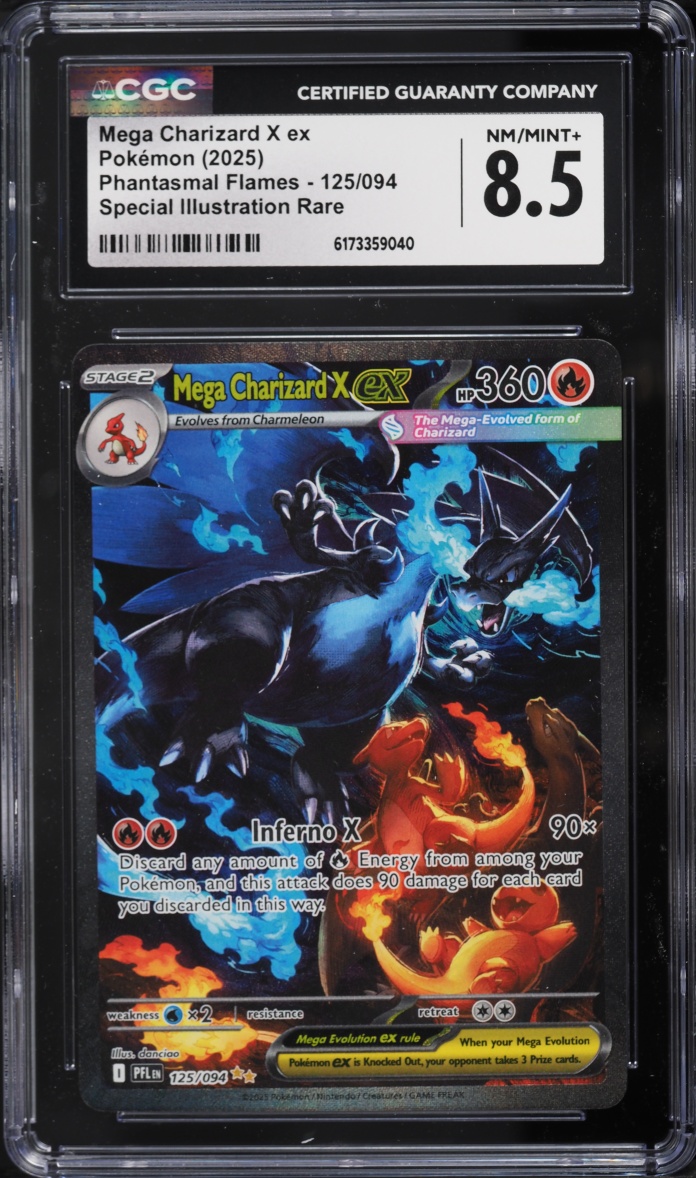 2025 Pokemon Mega Evolution Phantasmal Flames SIR Mega Charizard X EX #125 CGC 8.5 NM-MT+