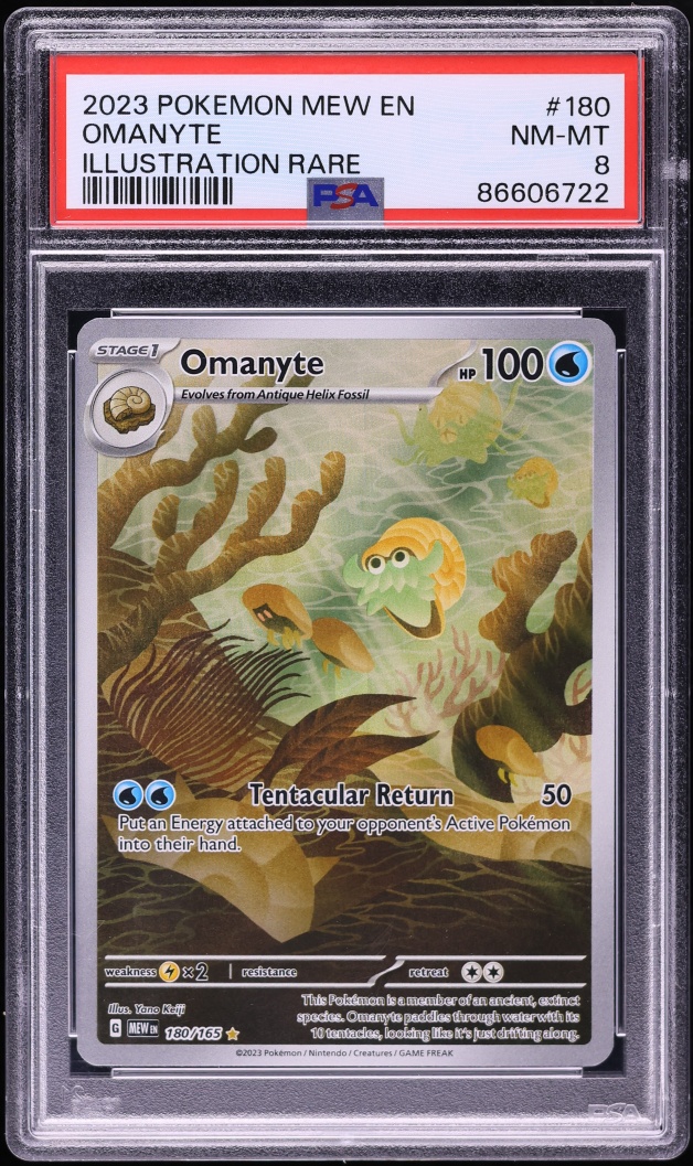 2023 Pokemon Scarlet & Violet 151 IR Omanyte #180 PSA 8 NM-MT