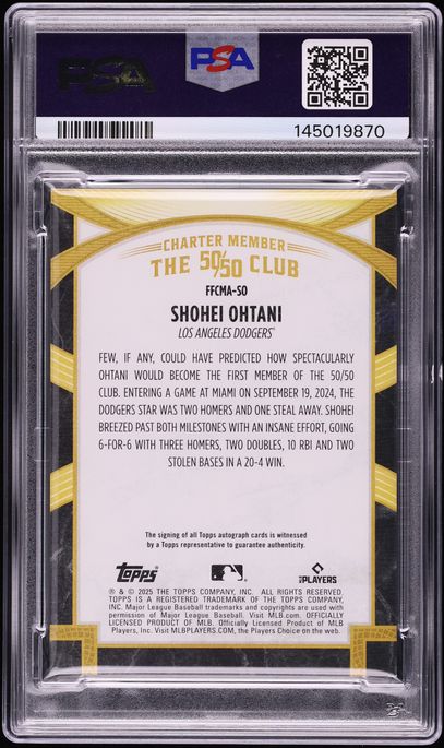2025 Topps Sterling 50/50 Club Charter Member Shohei Ohtani AUTO 1/1 #FFCMA-SO PSA 8 NM-MT
