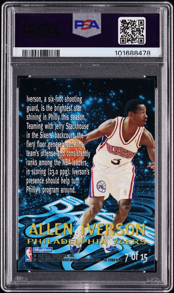 1996 Skybox E-X2000 Star Date 2000 Allen Iverson ROOKIE #7 PSA 10 GEM MINT