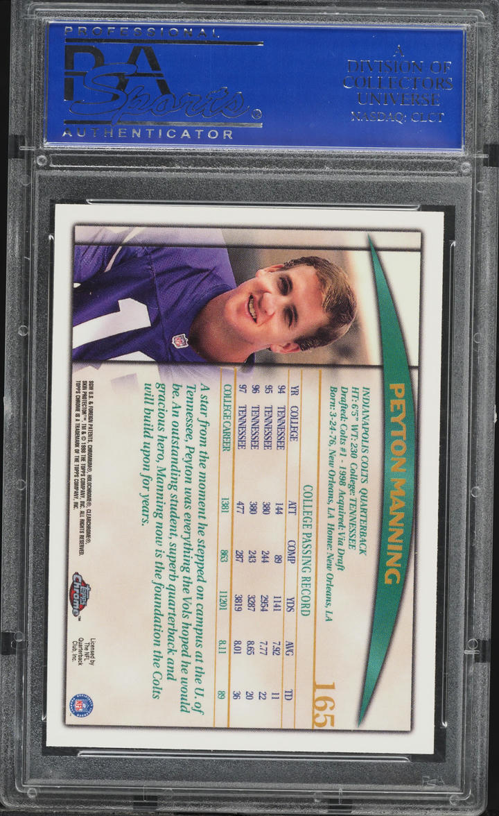 1998 Topps Chrome Peyton Manning ROOKIE #165 PSA 10 GEM MINT