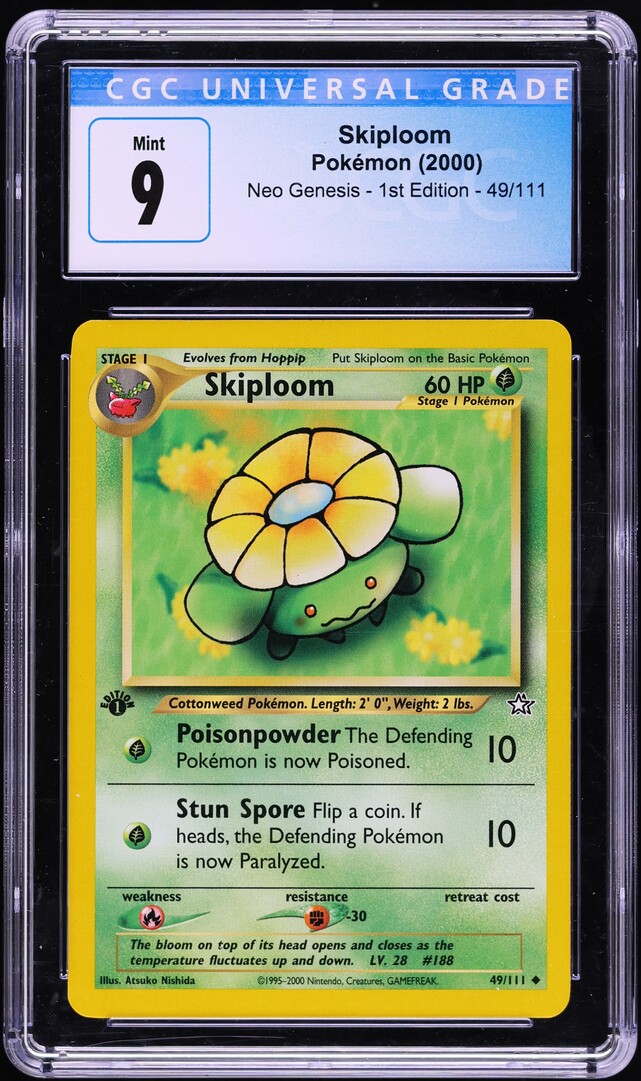 2000 Pokemon Neo Genesis 1st Edition Skiploom #49 CGC 9 MINT