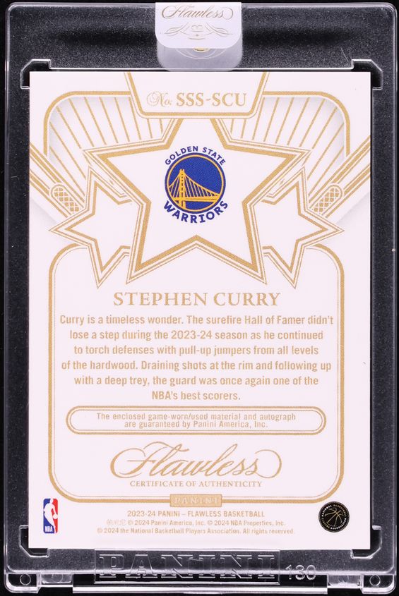 2023 Panini Flawless Star Swatch Platinum Stephen Curry PATCH AUTO 1/1 #SSS-SCU