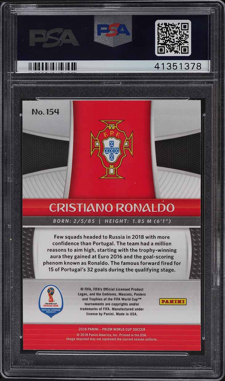 2018 Panini Prizm World Cup Cyrillic Cristiano Ronaldo #154 PSA 10 GEM MINT