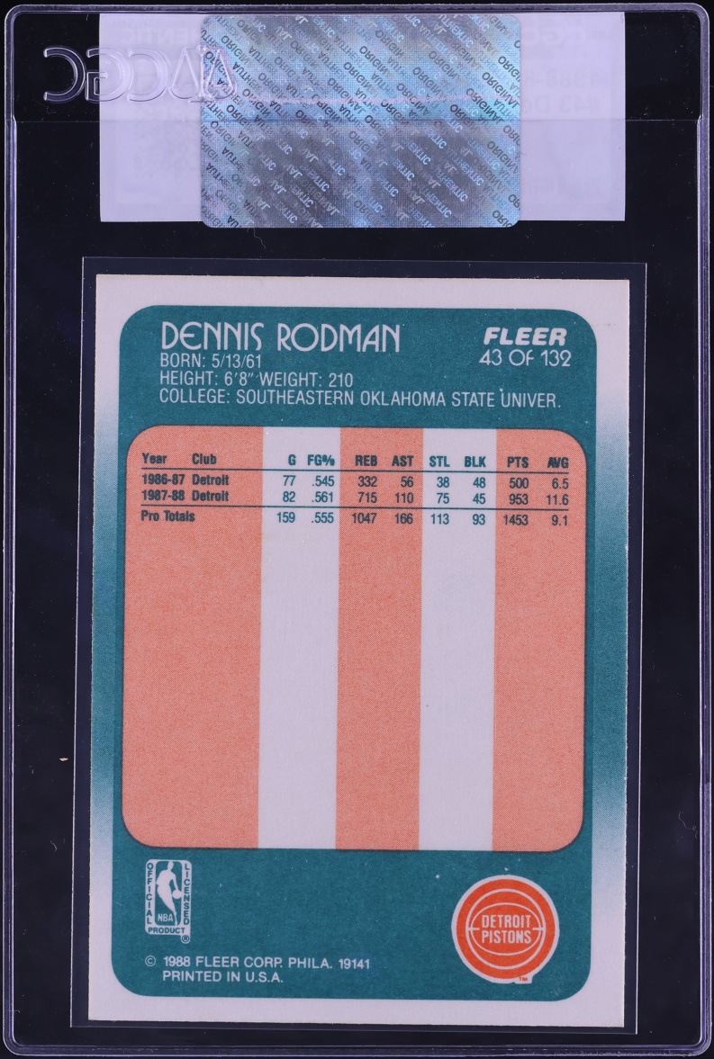 1988 Fleer Basketball Dennis Rodman ROOKIE #43 CGC AUTH