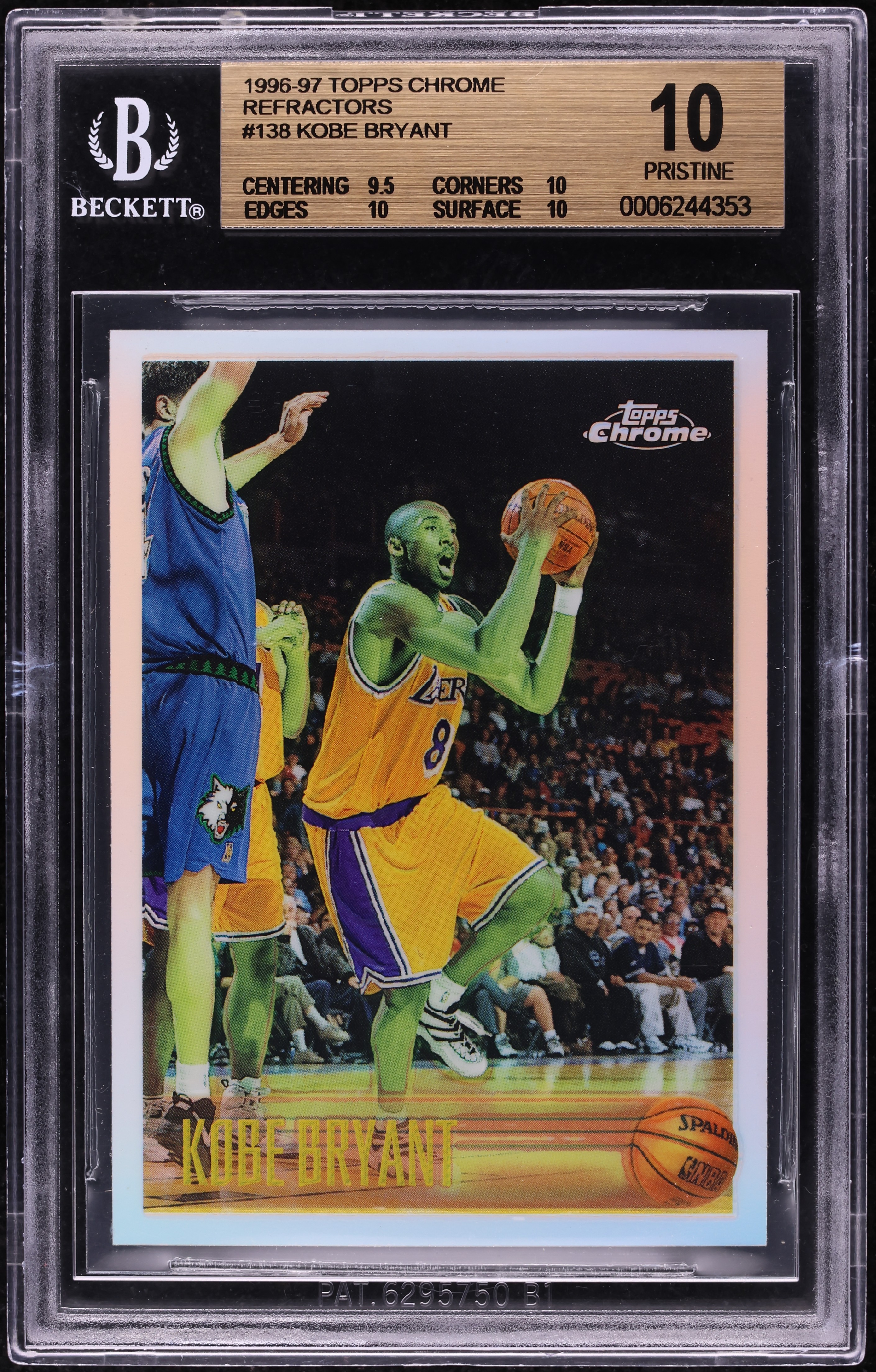 1996 Topps Chrome Refractor Kobe Bryant ROOKIE #138 BGS 10