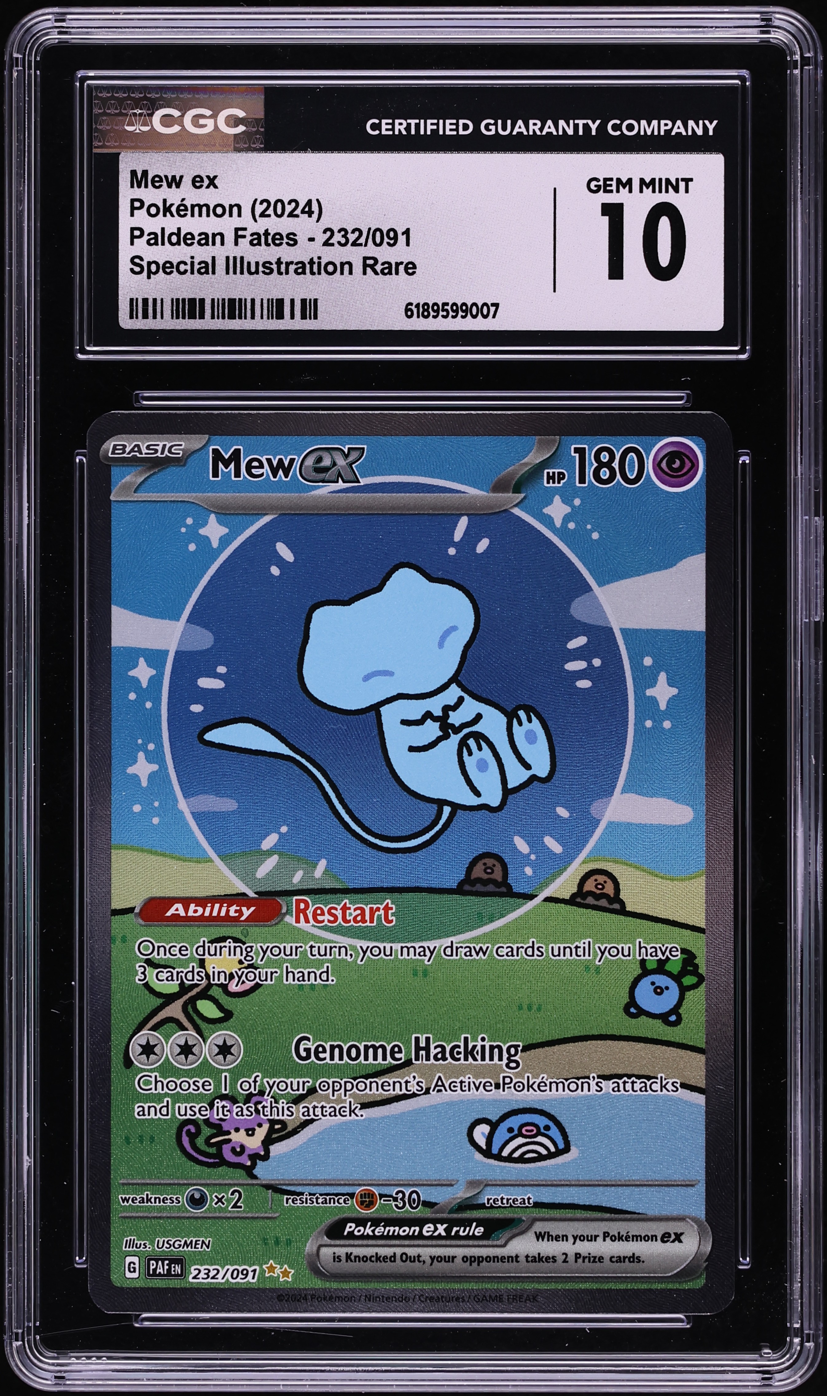 2024 Pokemon Scarlet & Violet Paldean Fates SIR Shiny Mew ex #232 CGC 10 GEM MINT