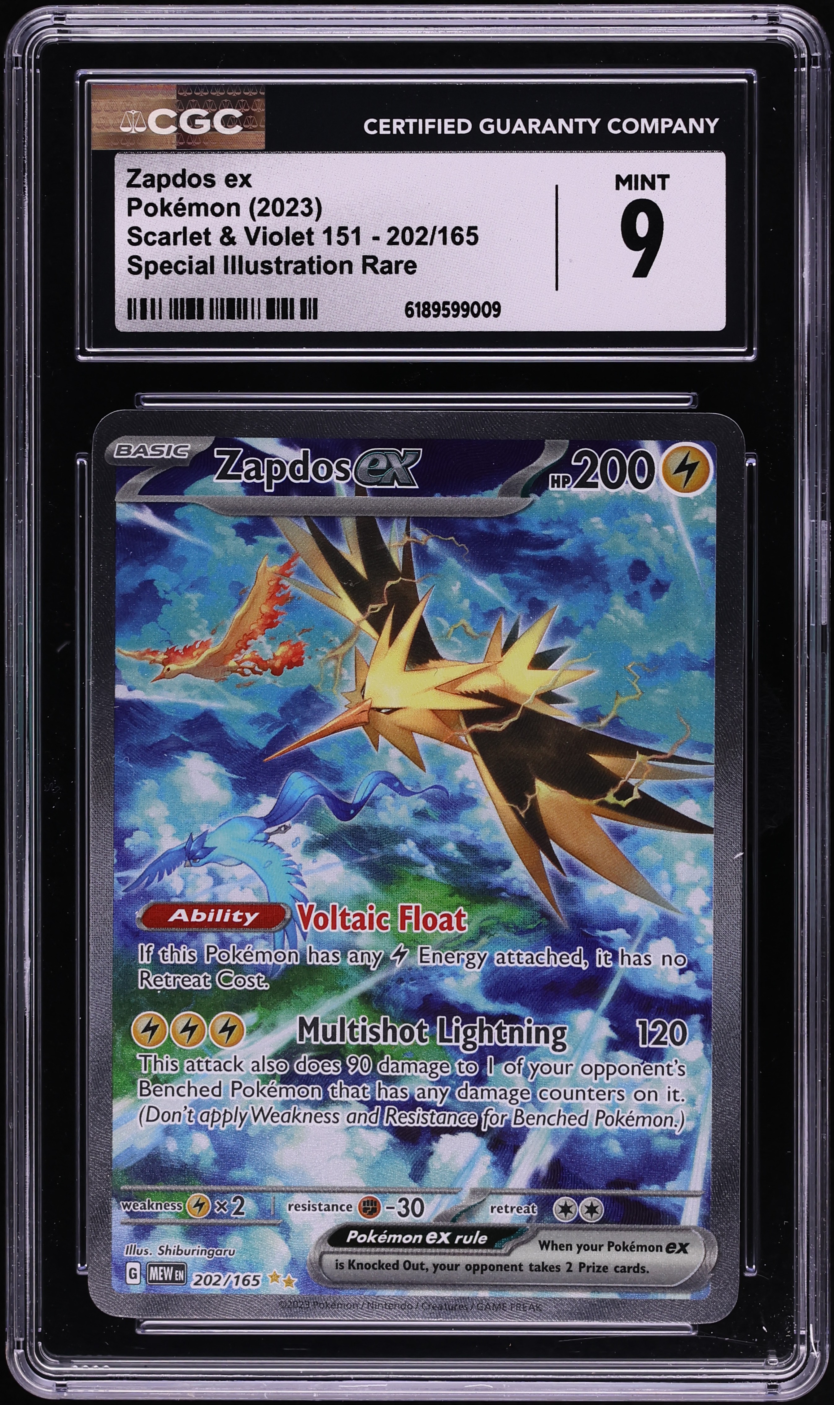 2023 Pokemon Scarlet & Violet 151 SIR Zapdos ex #202 CGC 9 MINT