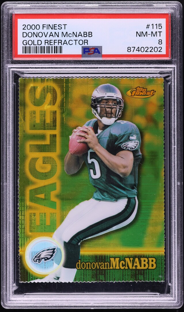 2000 Finest Gold Refractor Donovan McNabb /300 #115 PSA 8 NM-MT