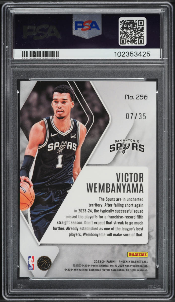 2023 Panini Phoenix Blue Victor Wembanyama ROOKIE /35 #256 PSA 10 GEM MINT