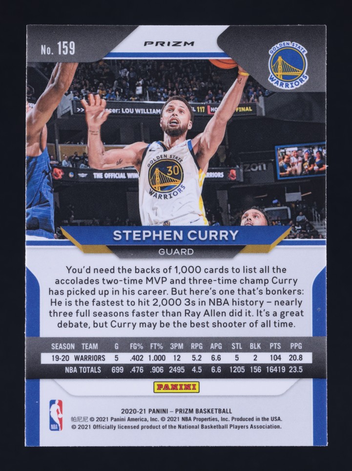 2020 Panini Prizm Red White & Blue Stephen Curry #159 MBA AUTH
