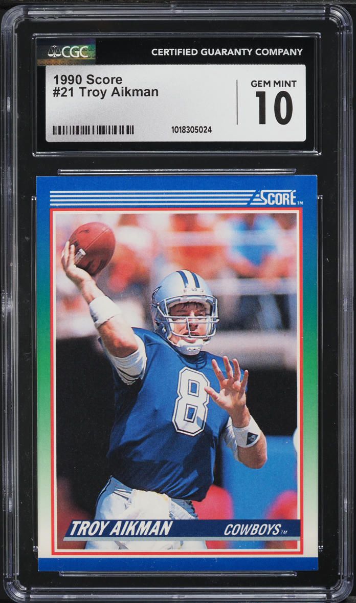 1990 Score Football Troy Aikman #21 CGC 10 GEM MINT
