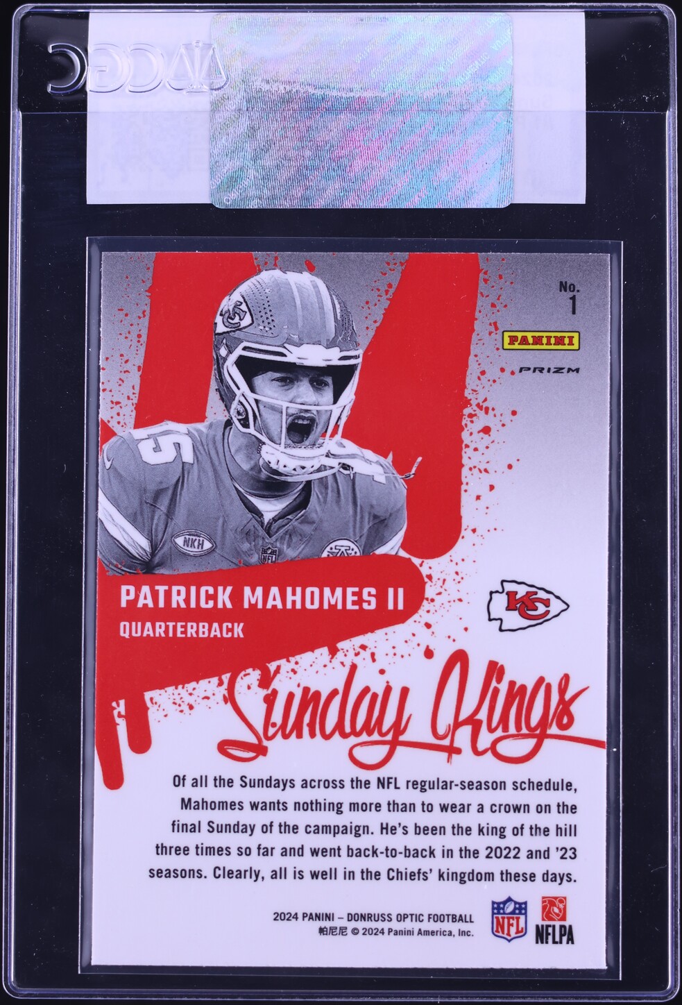 2024 Donruss Optic Sunday Kings Patrick Mahomes II #1 CGC AUTH