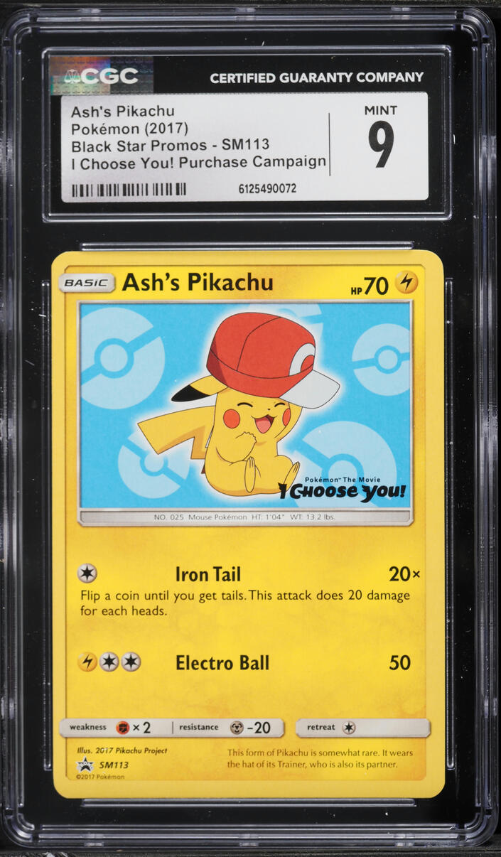 2017 Pokemon Sun & Moon Promo I Choose You! Ash's Pikachu #SM113 CGC 9 MINT