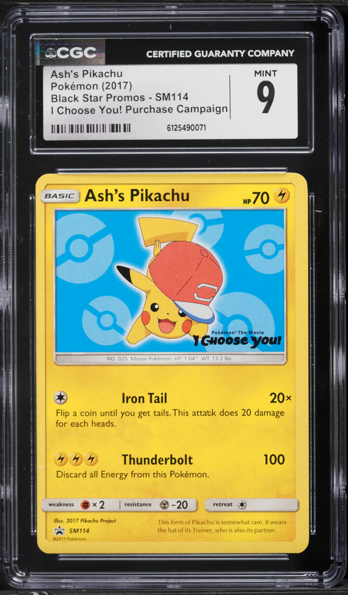 2017 Pokemon Sun & Moon Promo I Choose You! Ash's Pikachu #SM114 CGC 9 MINT