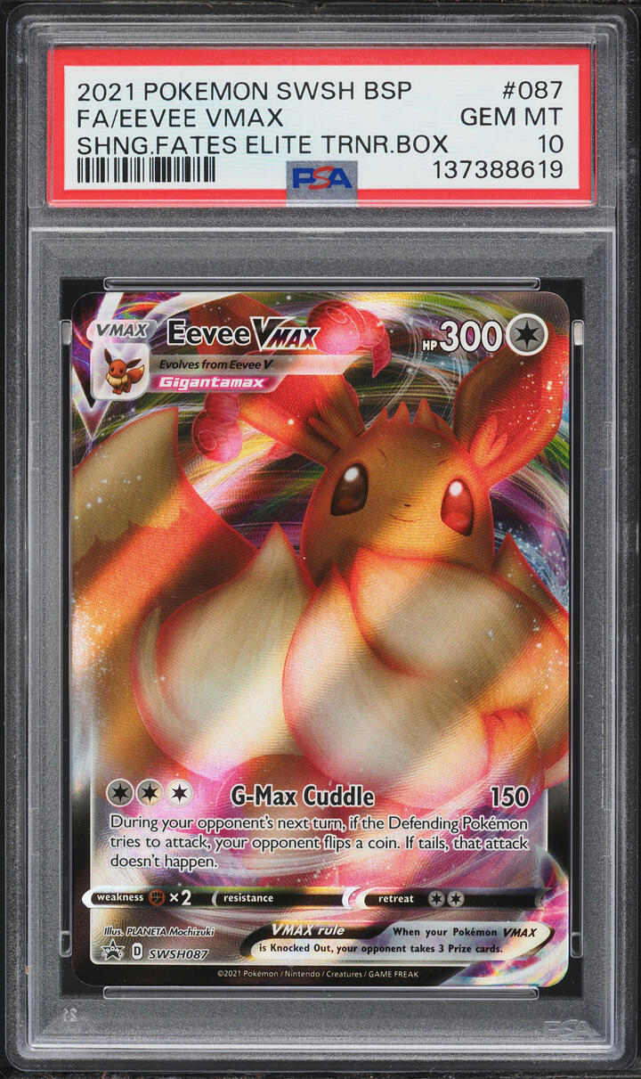 2021 Pokemon Sword & Shield Shining Fates ETB Full Art Eevee VMAX #SWSH087 PSA 10 GEM MINT