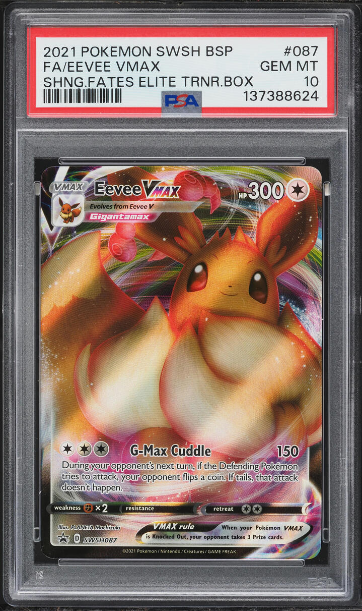 2021 Pokemon Sword & Shield Shining Fates ETB Full Art Eevee VMAX #SWSH087 PSA 10 GEM MINT