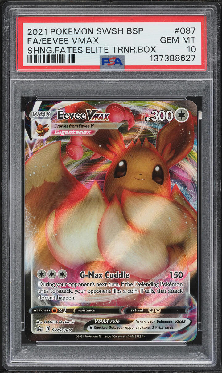 2021 Pokemon Sword & Shield Shining Fates ETB Full Art Eevee VMAX #SWSH087 PSA 10 GEM MINT