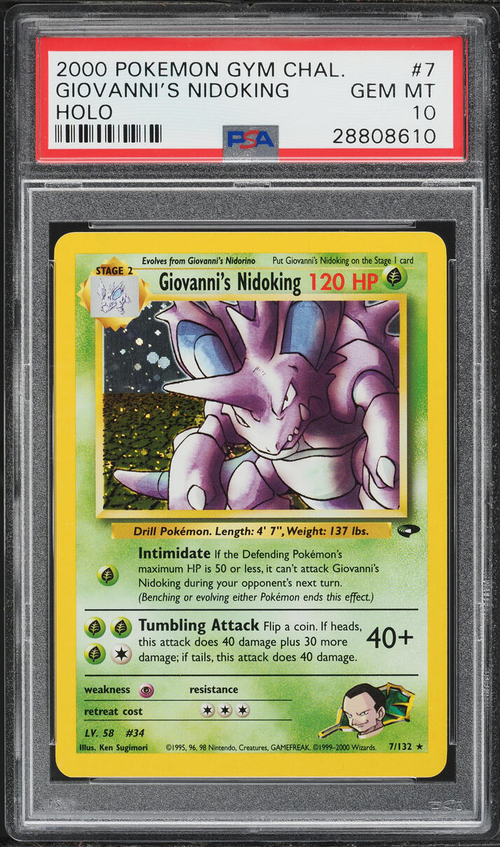 2000 Pokemon Gym Challenge Holo Giovanni's Nidoking #7 PSA 10 GEM MINT