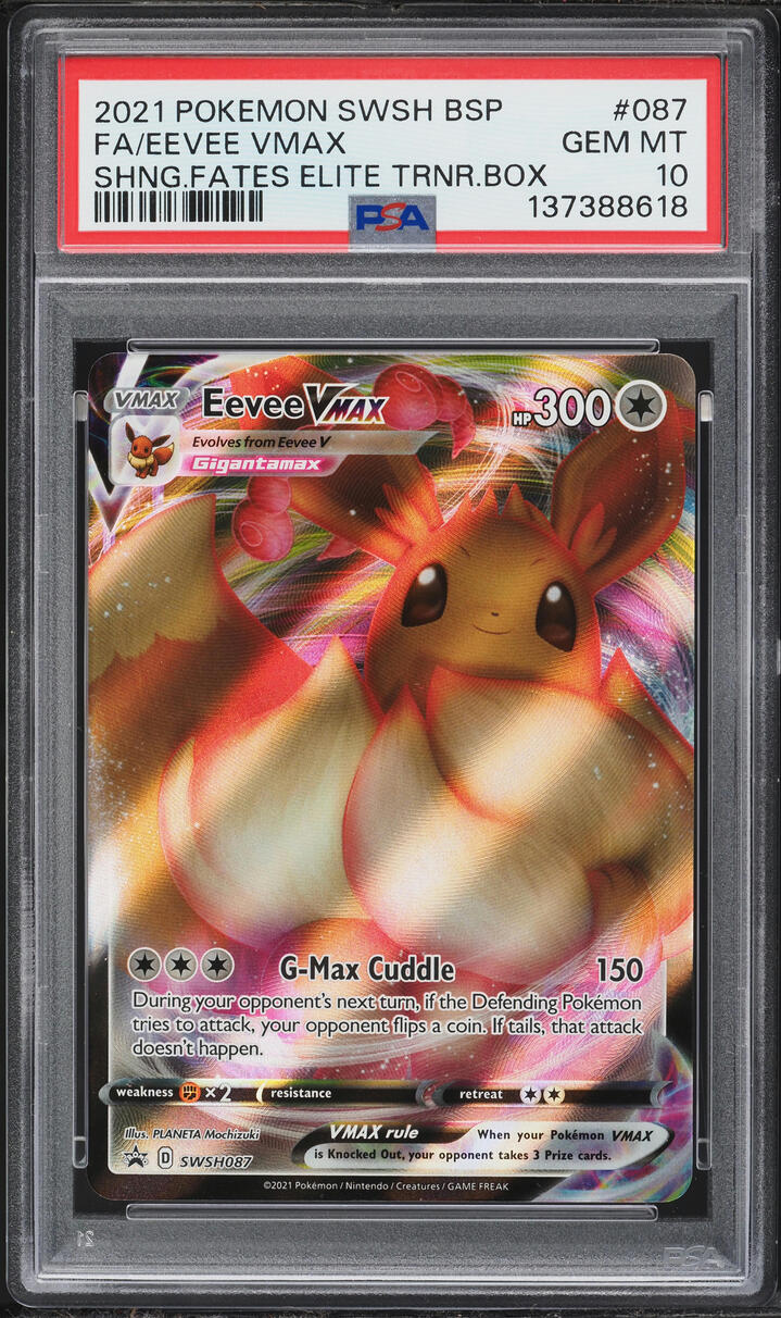 2021 Pokemon Sword & Shield Shining Fates ETB Full Art Eevee VMAX #SWSH087 PSA 10 GEM MINT