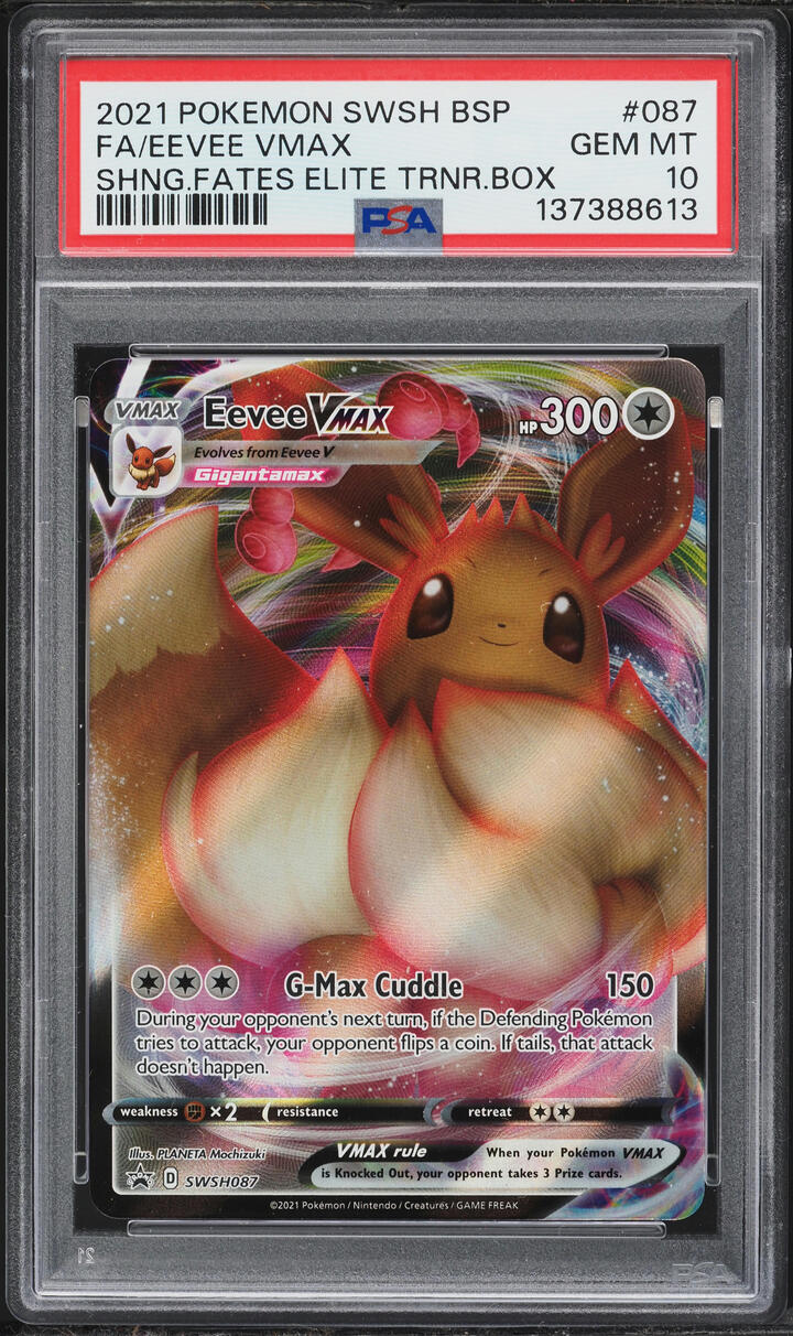 2021 Pokemon Sword & Shield Shining Fates ETB Full Art Eevee VMAX #SWSH087 PSA 10 GEM MINT