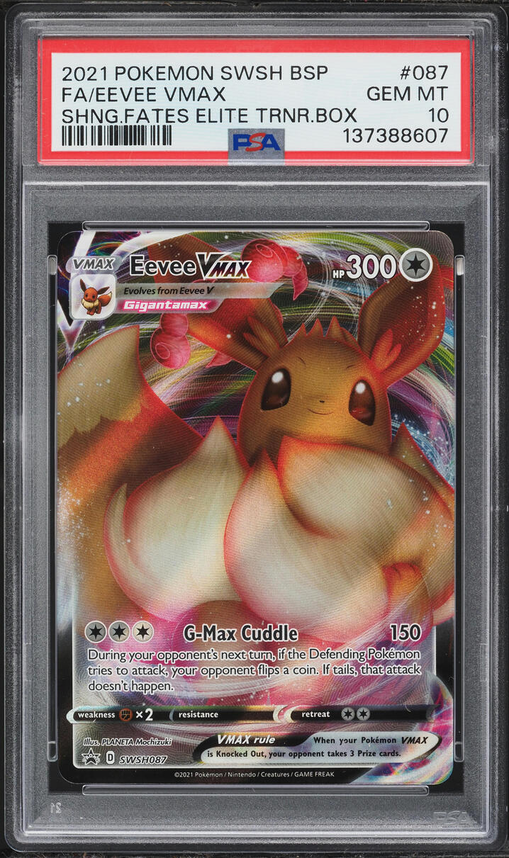 2021 Pokemon Sword & Shield Shining Fates ETB Full Art Eevee VMAX #SWSH087 PSA 10 GEM MINT