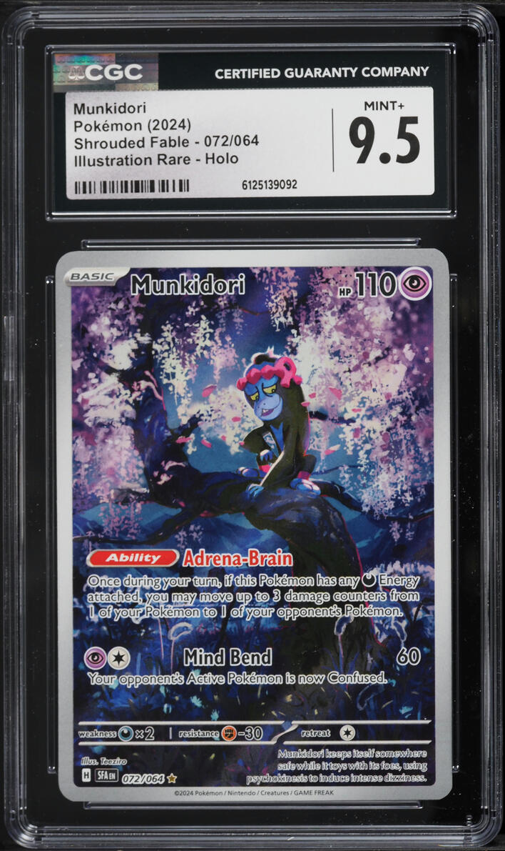 2024 Pokemon Scarlet & Violet Shrouded Fable IR Munkidori #72 CGC 9.5 MINT+