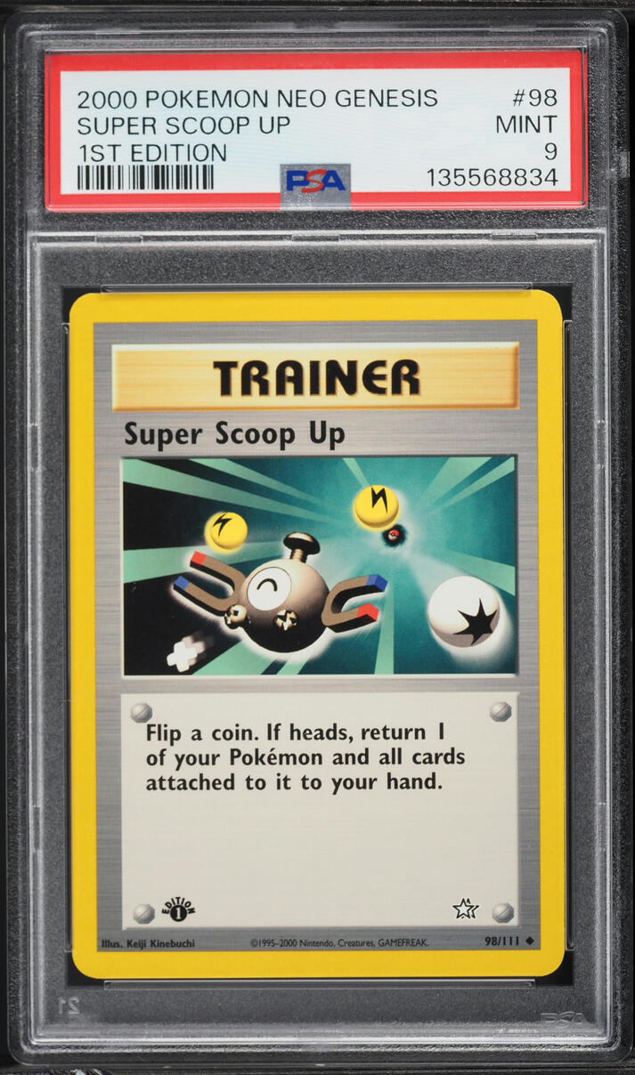 2000 Pokemon Neo Genesis 1st Edition Super Scoop Up #98 PSA 9 MINT
