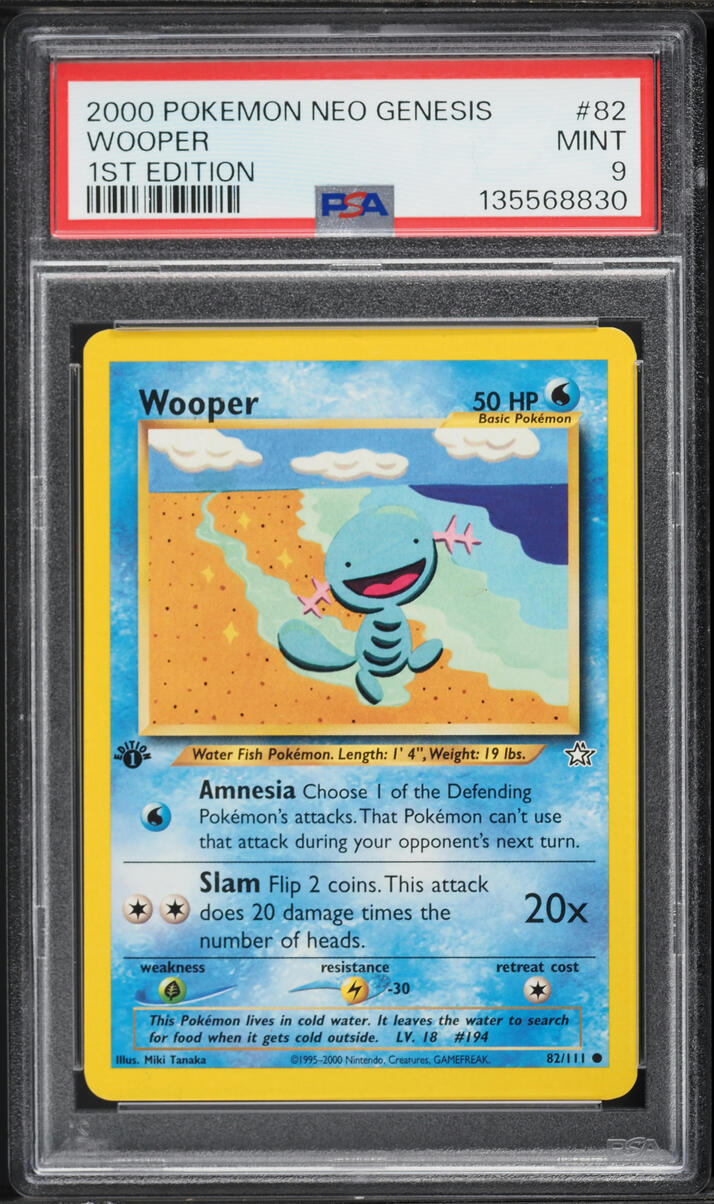 2000 Pokemon Neo Genesis 1st Edition Wooper #82 PSA 9 MINT