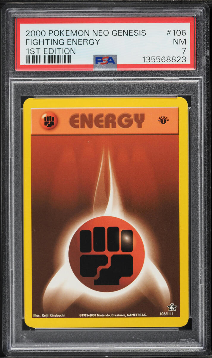 2000 Pokemon Neo Genesis 1st Edition Fighting Energy #106 PSA 7 NRMT