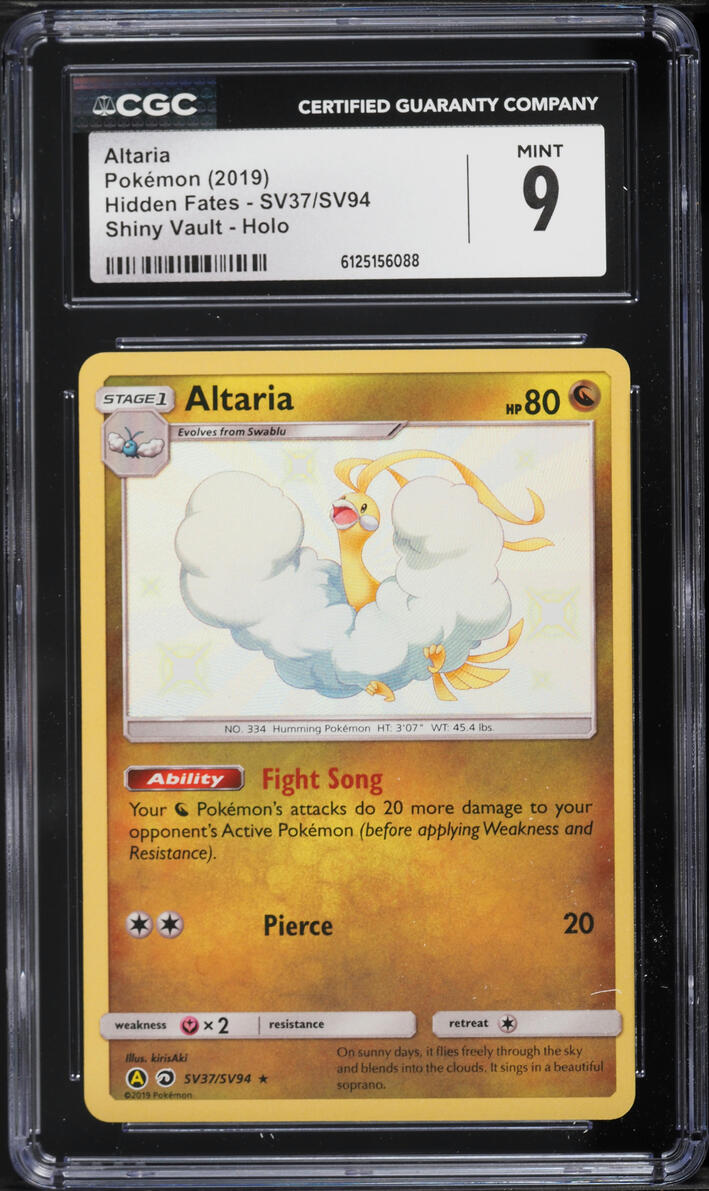 2019 Pokemon Sun & Moon Hidden Fates Vault Shiny Holo Altaria #SV37 CGC 9 MINT