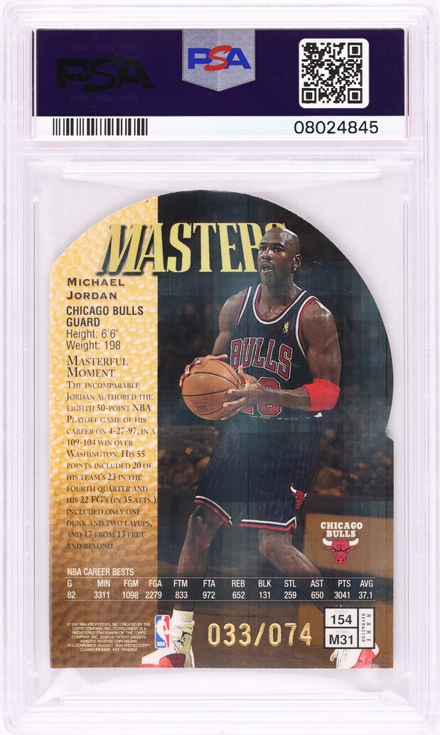 1997 Finest Embossed Gold Refractor Michael Jordan /74 #154 PSA 10 GEM MINT