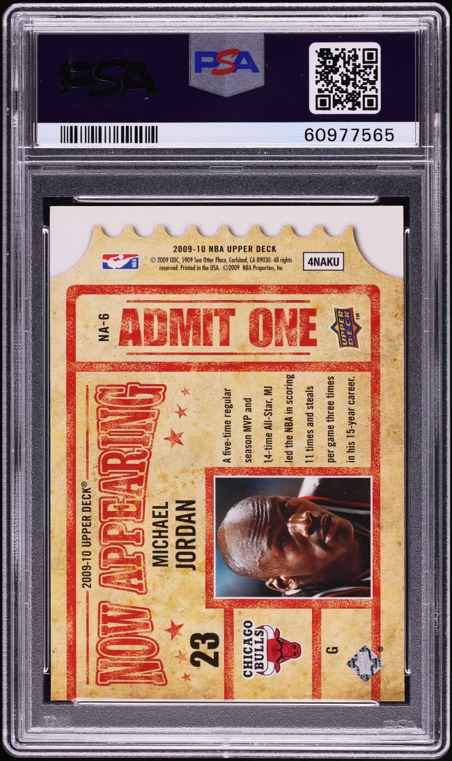 2009 Upper Deck Now Appearing Michael Jordan #NA-6 PSA 10 GEM MINT