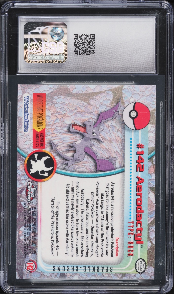 2000 Topps Chrome Pokemon Series 2 Sparkle Aerodactyl #142 CGC 8 NM-MT