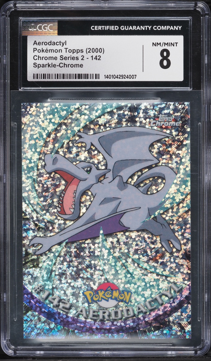 2000 Topps Chrome Pokemon Series 2 Sparkle Aerodactyl #142 CGC 8 NM-MT