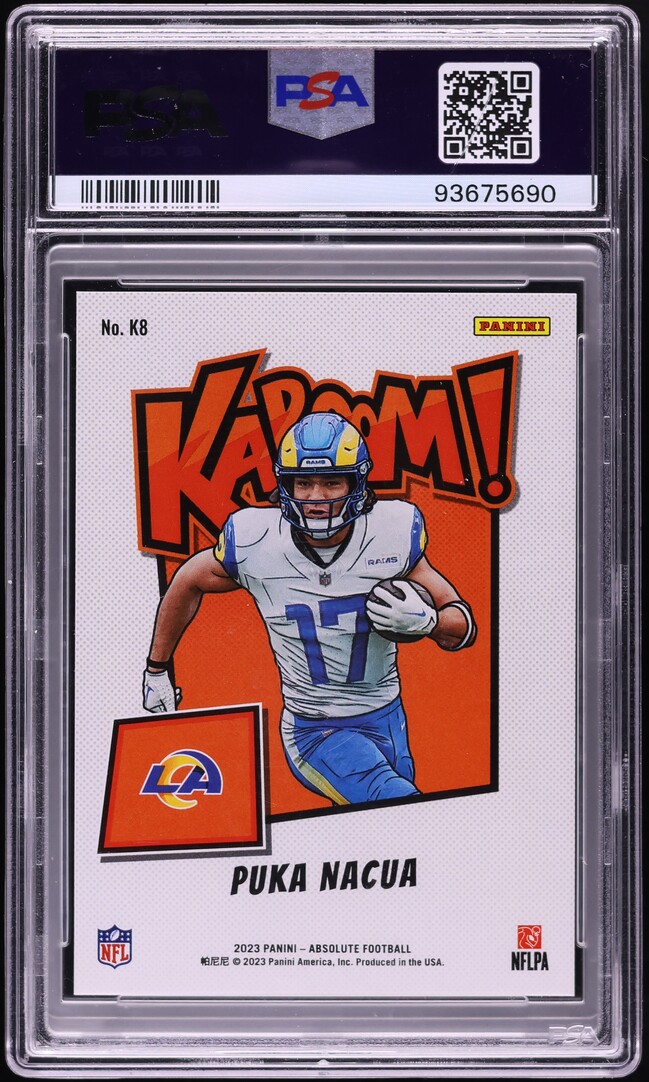 2023 Absolute Kaboom! Vertical Gold Puka Nacua ROOKIE 1/10 #K8 PSA 9 MINT