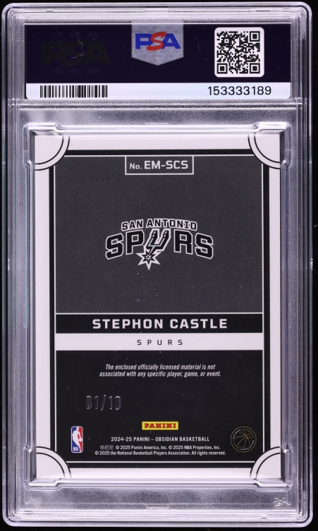 2024 Panini Obsidian E/E Eclipse Materials Gold Flood Stephon Castle ROOKIE PATCH 1/10 PSA 8