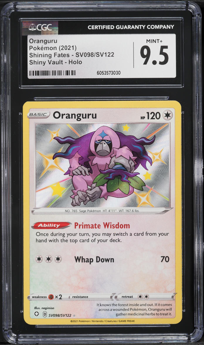 2021 Pokemon Sword & Shield Shining Fates Shiny Oranguru #SV098 CGC 9.5 MINT+