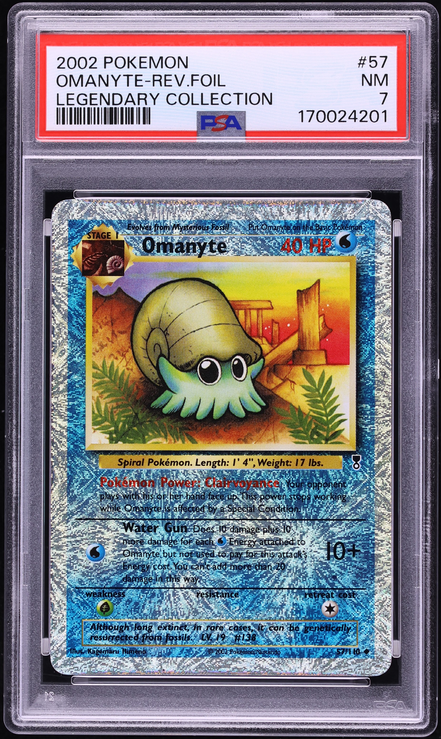 2002 Pokemon Legendary Collection Reverse Holo Omanyte #57 PSA 7 NRMT